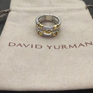 David Yurman Silver and Gold Women's Ring sz7